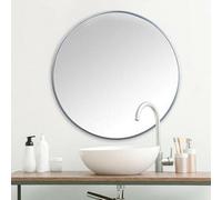 Large Round Grey Wall Mounted Mirror