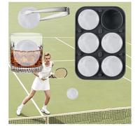 Large Round Ice Cube Tray, SilverChry Ball Ice Cube Trays, 3D Ice Cube Tray with Funnel Lid, Silicone Ice Ball Mould for Ice, Whiskey, Cocktail, Juice, Ice Cream, Candle (1, Grey, 6 Tennis)