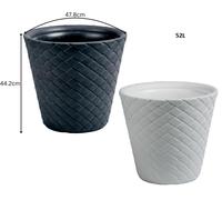 Large Round Planter Pot Rattan Effect Garden Flower Plant Pot Indoor Outdoor