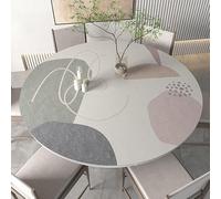 Large Round PU Leather Table Pad Waterproof Table Protector Mat Easy to Clean Dining Table Decor 110cm (43in) for Home Furniture Modern Style