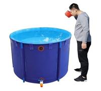 Large Round PVC Fish Pond Liner with Frame - Flexible Stock Tank for Koi/Goldfish, Ideal Outdoor Aquarium, 1.5x0.6m, Durable Blue Canvas Design