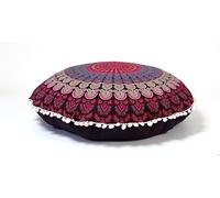 Large Round seat Floor Cushion Chair Ottoman Cover Pouf Pillow Meditation Floor Cushions for Adults Seating pouffe Ottoman Throw Covers Craft Room Furniture for Sitting Cover 22 Inches (Pink)