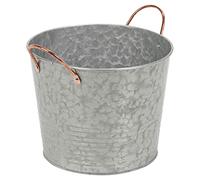 Large Round Sparkling Wine Champagne Beer Bottles Drinks Beverages Ice Cooler Cold Galvanised Steel Metal Drinks Tub Bucket Serving Tray Buffet Bar Platter with Copper Handles
