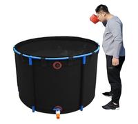 Large Round Stock Tank for Koi and Goldfish - Flexible PVC Liner with Frame, Durable Canvas Fish Pond, 2.5x1m Aquarium Holding Tank (Black)