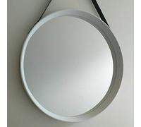 LARGE ROUND WALL MIRROR 52CM WHITE ROUND HANGING MIRROR WITH FAUX LEATHER STRAP HOME LIVING DECOR GIFT NEW