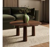 Large Round Walnut Coffee Table with Flared Legs - Hana