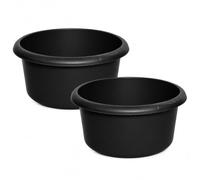 Large Round Washing Up Bowl | 34cm Plastic Sink Bowl | 8 Litre Dish Washing Bowl for Kitchen Sink Protection (2, Black)