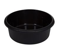 Large Round Washing Up Bowl Dish Washing Washtub, Durable Plastic, Volume: 8 Liter, Size: 34 x 34 x 13 cm, Colors: Black, Grey, Cream. (Black)