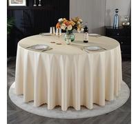 Large Round White Polyurethane Table CoverWaterproof OilResistant Washable & ReusablePerfect for Banquets & Corporate Events (Champagne 86.6" Diameter)