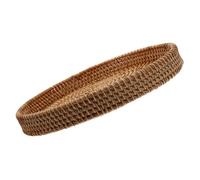 Large round Wicker Tray Hand Woven Rattan Storage Basket for Kitchen | Natural Rustic Finish, Shallow Design for Pantry Items, Fruits, Entryway Catchall, Decorative Display and Versatile Home