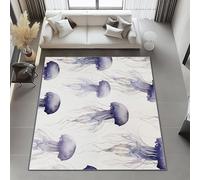 Large Rug 140x200 cm, Gray Purple Machine Washable Fluffy Non-Shedding Anti-Slip Carpet - Dream Jellyfish pattern for Living Room Bedroom Office Dining Room Lounge