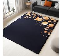 Large Rug Living Room 120 x 180 cm, Black Fluffy 3D Area Rugs for Bedroom Minimalism Flowers Washable Anti Slip Modern Floor Carpet Mat, for Dining Room Kitchen Office