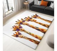 Large Rug Living Room 120 x 180 cm White Fluffy 3D Area Rugs for Bedroom, Cartoon Sunglasses Giraffe Washable Anti Slip Modern Floor Carpet Mat for Dining Room Kitchen Office