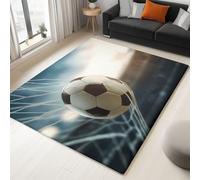 Large Rug Living Room 120 x 180 cm, White Fluffy 3D Area Rugs for Bedroom Surrealism Football Washable Anti Slip Modern Floor Carpet Mat, for Dining Room Kitchen Office