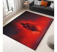 Large Rug Living Room 140 x 200 cm Red Fluffy 3D Area Rugs for Bedroom, Japanese Style Armored Samurai Washable Anti Slip Modern Floor Carpet Mat for Dining Room Kitchen Office