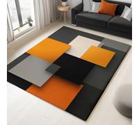 Large Rug Living Room 160 x 230 cm Grey Fluffy 3D Area Rugs for Bedroom, Geometric Squares Rectangles Washable Anti Slip Modern Floor Carpet Mat for Dining Room Kitchen Office