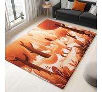 Large Rug Living Room 180 x 240 cm, Orange Fluffy 3D Area Rugs for Bedroom Cartoon Animal Forest Fox Washable Anti Slip Modern Floor Carpet Mat, for Dining Room Kitchen Office