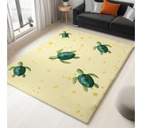 Large Rug Living Room 180 x 240 cm, Yellow Fluffy 3D Area Rugs for Bedroom Minimalism Turtle Washable Anti Slip Modern Floor Carpet Mat, for Dining Room Kitchen Office