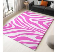Large Rug Living Room 60 x 90 cm, Pink Fluffy 3D Area Rugs for Bedroom Minimalism Zebra Stripes Washable Anti Slip Modern Floor Carpet Mat, for Dining Room Kitchen Office