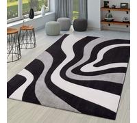 Large Rug Modern Short Pile 3D Look Geometric Wave Design