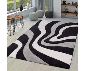 Large Rug Modern Short Pile 3D Look Geometric Wave Design