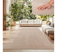 TT Home Large Rug Short Pile Monochrome Modern Design Washable, colour: Beige, Size:200 cm round