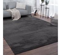 Paco Home Large Rug Short Pile Monochrome Modern Style Soft Grey Anthracite, Size:Ø 120 cm round