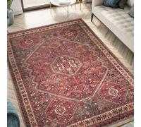Large Rugs 5.2 x 7.5 ft,Multicolour Vintage Distressed Traditional,Red,160 x 230 cm, Washable Rug for Living Room Bedroom Dining Room House Warming Carpet