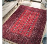 Large Rugs 5.2 x 7.5 ft,Red Black White Geometric Vintage Traditional,Red,160 x 230 cm, Washable Rug for Living Room Bedroom Dining Room House Warming Carpet