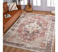 Large Rugs 5.2 x 7.5 ft,Rust-Red Vintage Distressed Brown Taupe Traditional,Red,160 x 230 cm, Washable Rug for Living Room Bedroom Dining Room House Warming Carpet