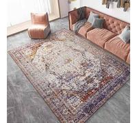 Large Rugs 5.2 x 8.5 ft,Blue Beige Red Vintage Distressed Traditional,Multicolour,160 x 260 cm, Washable Rug for Living Room Bedroom Indoor/Outdoor Home Office Decoration Carpet