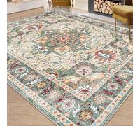 Large Rugs 5.2 x 8.5 ft,Green Red Floral Orange Beige Yellow Traditional,Multicolour,160 x 260 cm, Washable Rug for Living Room Bedroom Indoor/Outdoor Home Office Decoration Carpet