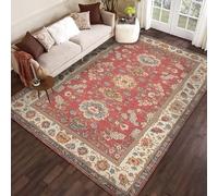 Large Rugs 5.2 x 8.5 ft,Red Beige Yellow Floral Vintage Traditional Multicolour,Red,160 x 260 cm, Washable Rug for Living Room Bedroom Indoor/Outdoor Home Office Decoration Carpet