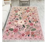 Large Rugs 5.9 x 5.9 ft,Cream Green Red pink Floral Modern Ladies Girls Room,Colourful,180 x 180 cm, Washable Rug for New Home Decoration Living Room Bedroom Dining Room Carpet