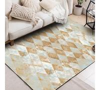 Large Rugs 5 x 8 ft,Abstract Modern Geometric Design Cyan White,Brown,155 x 245 cm, Washable Rug for Living Room Decoration Bedroom Dining Table Carpet