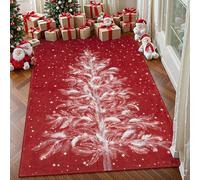 Large Rugs 6.5 x 8.2 ft,Modern design Christmas Tree Print Holiday Decor,Red White,200 x 250 cm, Washable Rug for Living Room Home Decor Accessories Floor Decoration Carpet