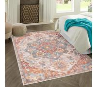 Large Rugs 6.6 x 8.2 ft,Multicolour Traditional Oriental Shabby Chic Pattern,Cream, 200 x 250 cm,Washable Rug Living Room Bedroom Carpet Dining Room Home Decor