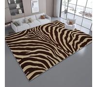 Large Rugs for Living Room - 120 x 180 cm Machine Washable Soft Low Pile Non-Slip Carpet Animal Print Zebra Skin Pattern Brown Beige Area Rugs for Bedroom Dining Room, Stain Resistant Carpet