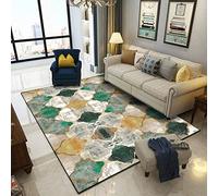 Large Rugs for Living Room 140x200 cm Low Pile Rug for The Bedrooms and Kitchen Vintage Classic Style Easy to Clean(Emerald, Mustard Yellow)