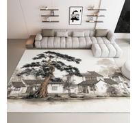 Large Rugs for Living Room 180 x 240 cm, Machine Washable Soft Non-Slip Architecture Houses Trees Area Rugs for Lounge Bedroom Dining Room, Non-Shedding Stain Resistant Minimalist Carpet