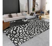 Large Rugs for Living Room 200 x 300 cm Non-Slip Short-Pile Area Rug Washable Rugs for Lvingroom Bedroom Office Home Indoor Retro Black Leopard Print