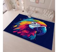 Large Rugs for Living Room - 60 x 110 cm Machine Washable Soft Low Pile Non-Slip Carpet Abstract Birds Parrot Head Pattern Dark Blue Area Rugs for Bedroom Dining Room, Stain Resistant Carpet