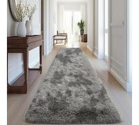 (Large Runner (80x300cm), Marble Silver Shaggy Rug) Non Slip Shaggy Rugs & Printed Runner Soft Fluffy Carpets for Bedroom, Kitchen & Hallway