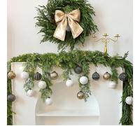 Large Rustic Vintage Christmas Ball Ornament Crafted from Plastic for Tree, Garland, and Tabletop Holiday Decoration (Black and Black)