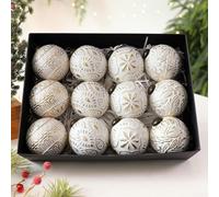 Large Rustic Vintage Christmas Ball Ornament Crafted from Plastic for Tree, Garland, and Tabletop Holiday Decoration (white)