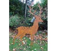 Large Rusty Metal Stag & Garden Ornament on Stake 116cm Tall x 76cm Wide