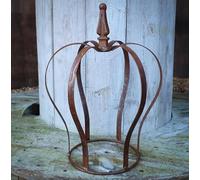 Large Rusty Wrought Iron Crown Garden Ornament, Outdoor Flower Planter, Rustic Metal Art Decoration