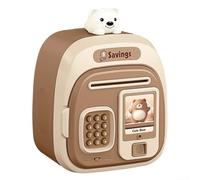 Large Safe Piggy Bank with Smart Password Lock, Fingerprint Unlocking, and Automatic Money Roll for Secure Savings (brown)