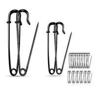 Large Safety Pins, 25 Pcs Heavy Duty Safety Pins, 2 Sizes Safety Pin for Clothes, for Thick Fabric,Leather,Diapers Fixed Blankets,Shawl, Black