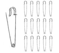 Large Safety Pins,Heavy Duty Blanket Pins,3" Safety Pins for Carpet,15 Pcs Silver Safety Pins for All Kinds of Handicrafts,Clothing,Blankets and Other Materials as Well as DIY Craftsmanship with Box…